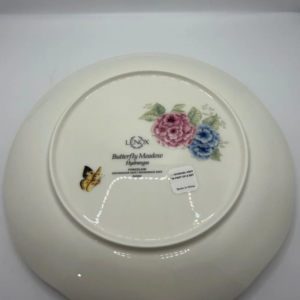 Lenox Butterfly‎ Meadow Hydrangea Porcelain Accent Plates Set of 4 Scalloped 9in